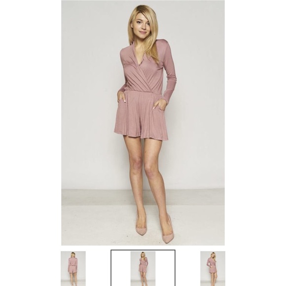 Final Touch Other - Blush color long sleeve romper with elastic waist